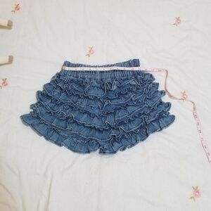 Japanese brand bloomer ruffle denim shorts